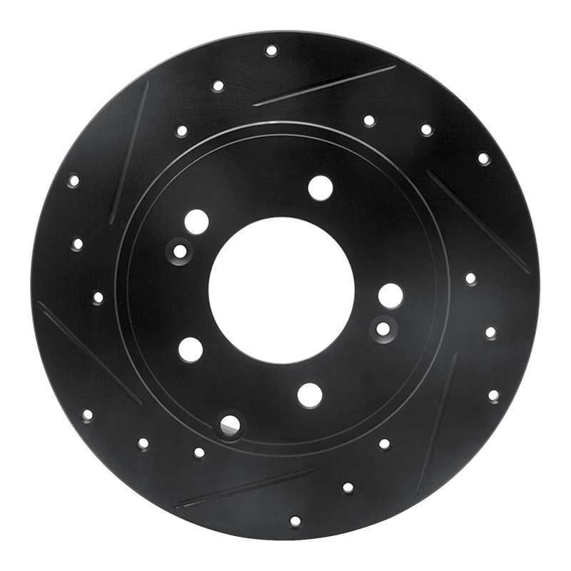 Hyundai Azera Brake Rotor (1) - Rear Left - R1 Concepts - Drilled & Slotted - Black - `05-`20